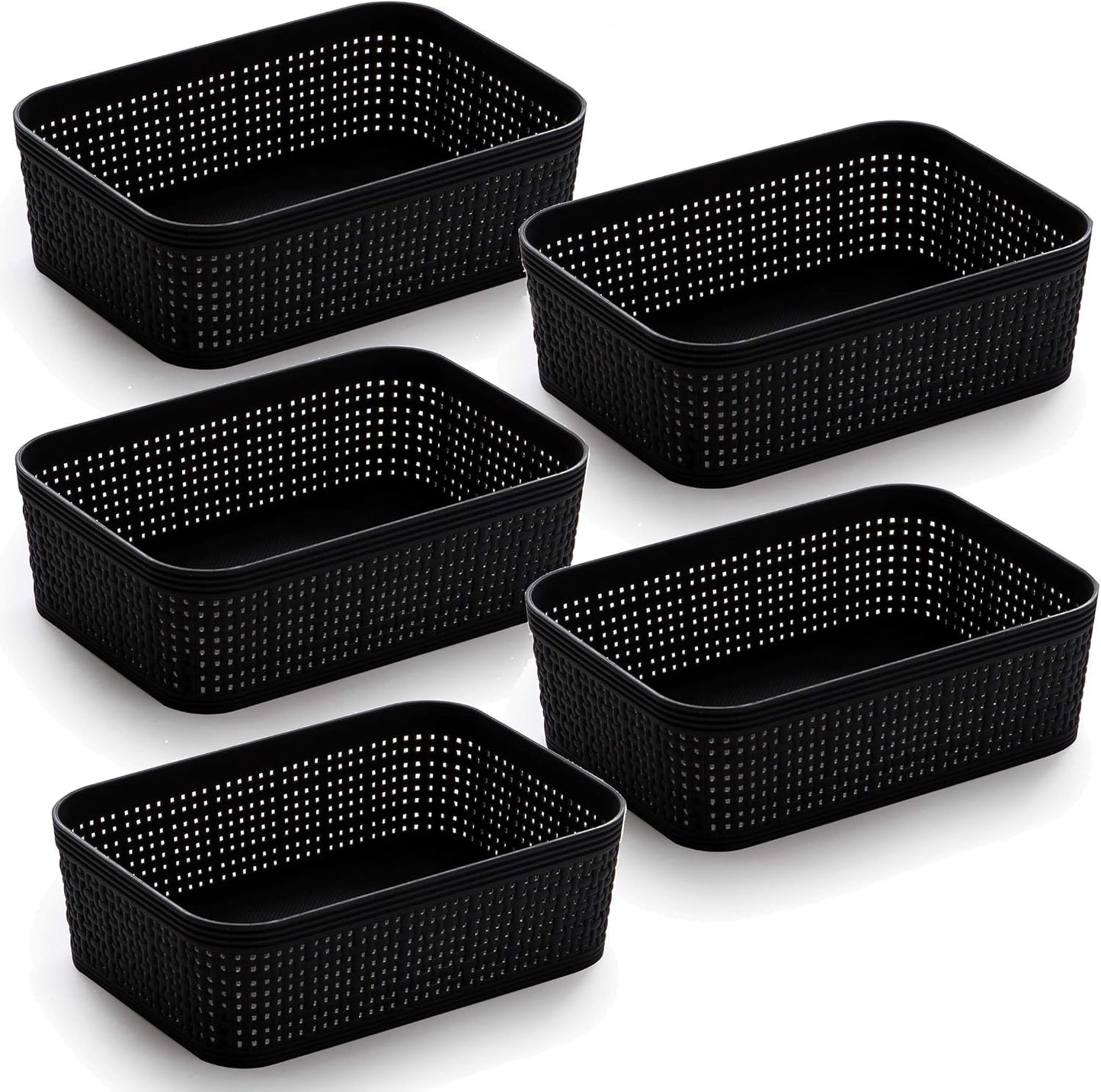 Cesta yute almacenamiento hogar pack 5 negro