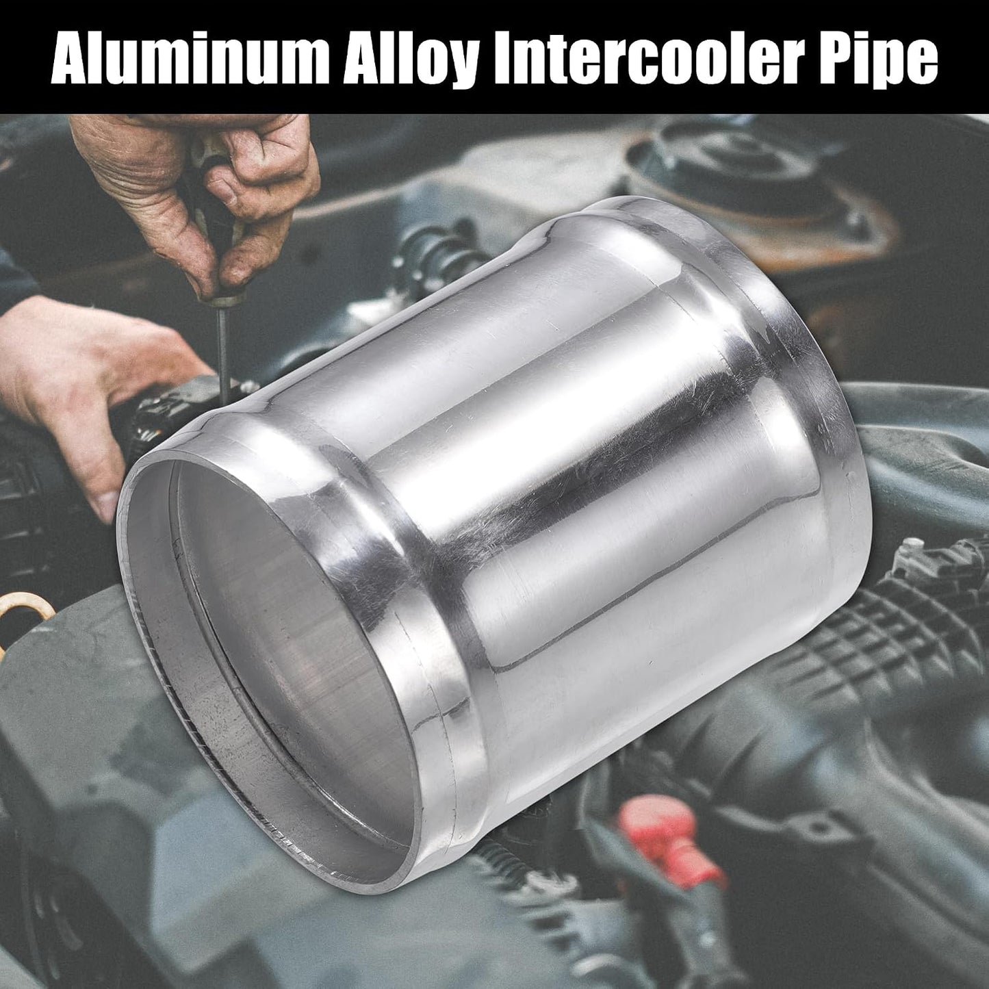 Tubo intercooler aluminio 2.5x3pulg tono plateado coche