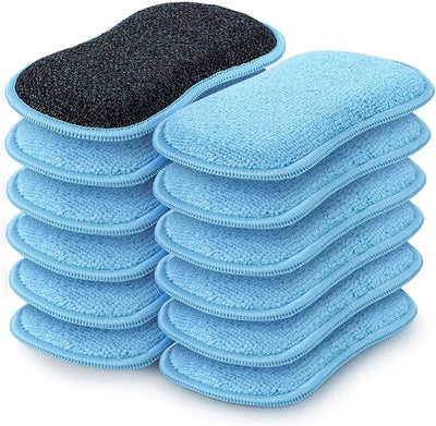 12 Pzas Esponjas Microfibra Sin Rayones para Cocina Azul
