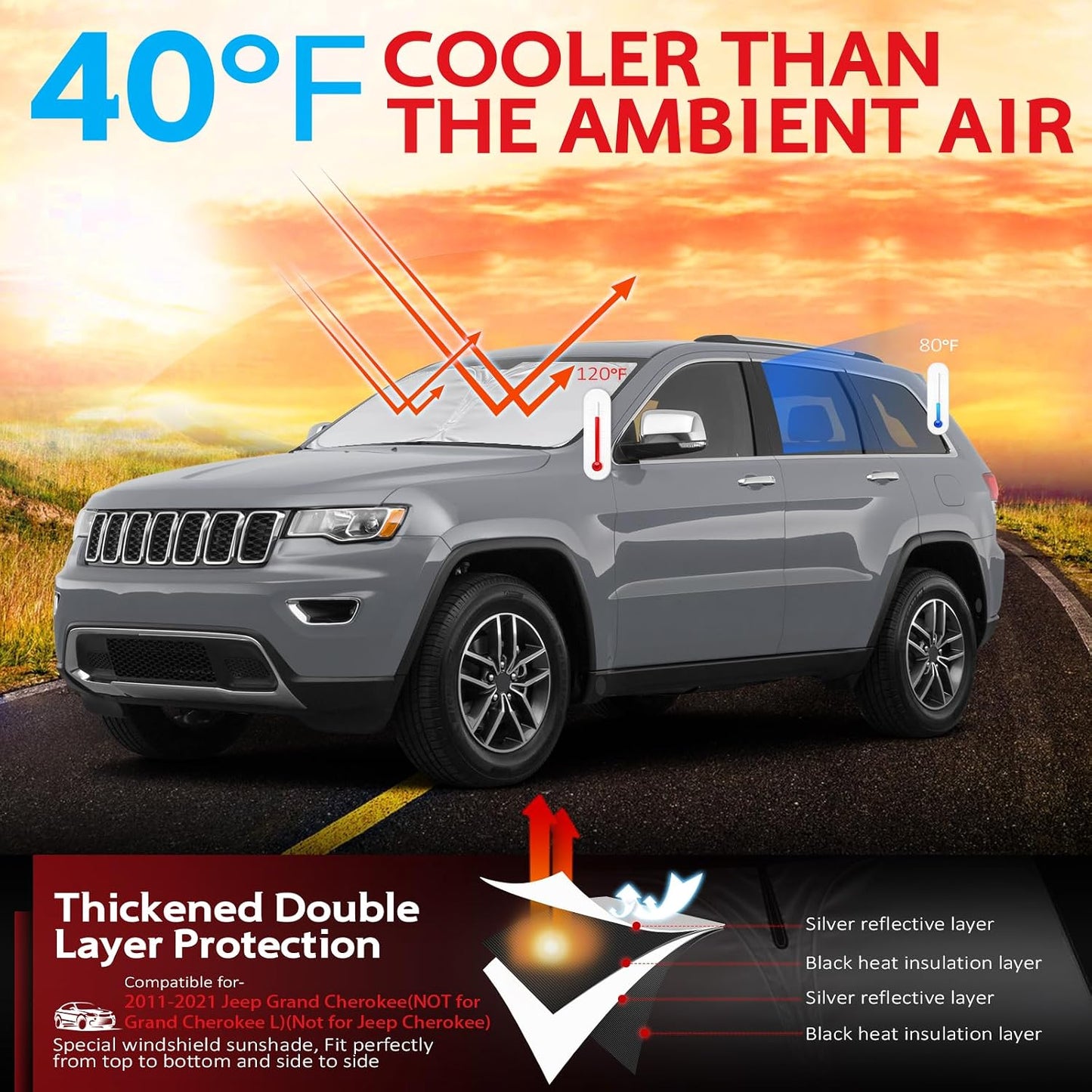 Parasol parabrisas Jeep Grand Cherokee 2011-26 plegable