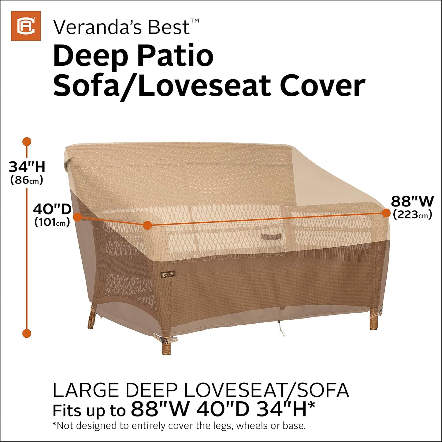Funda impermeable sofá de patio 88x40x34pulg