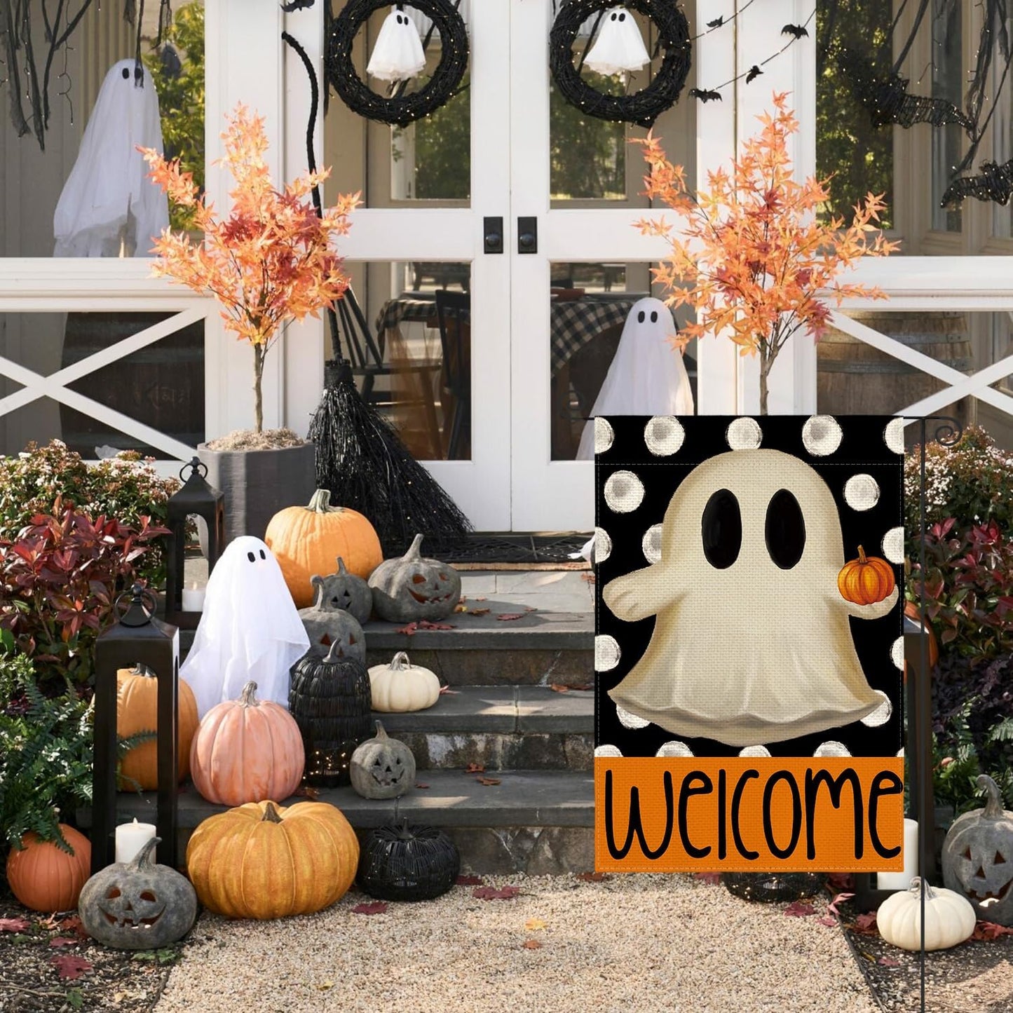Bandera Halloween doble cara 12x18pulg exterior patio