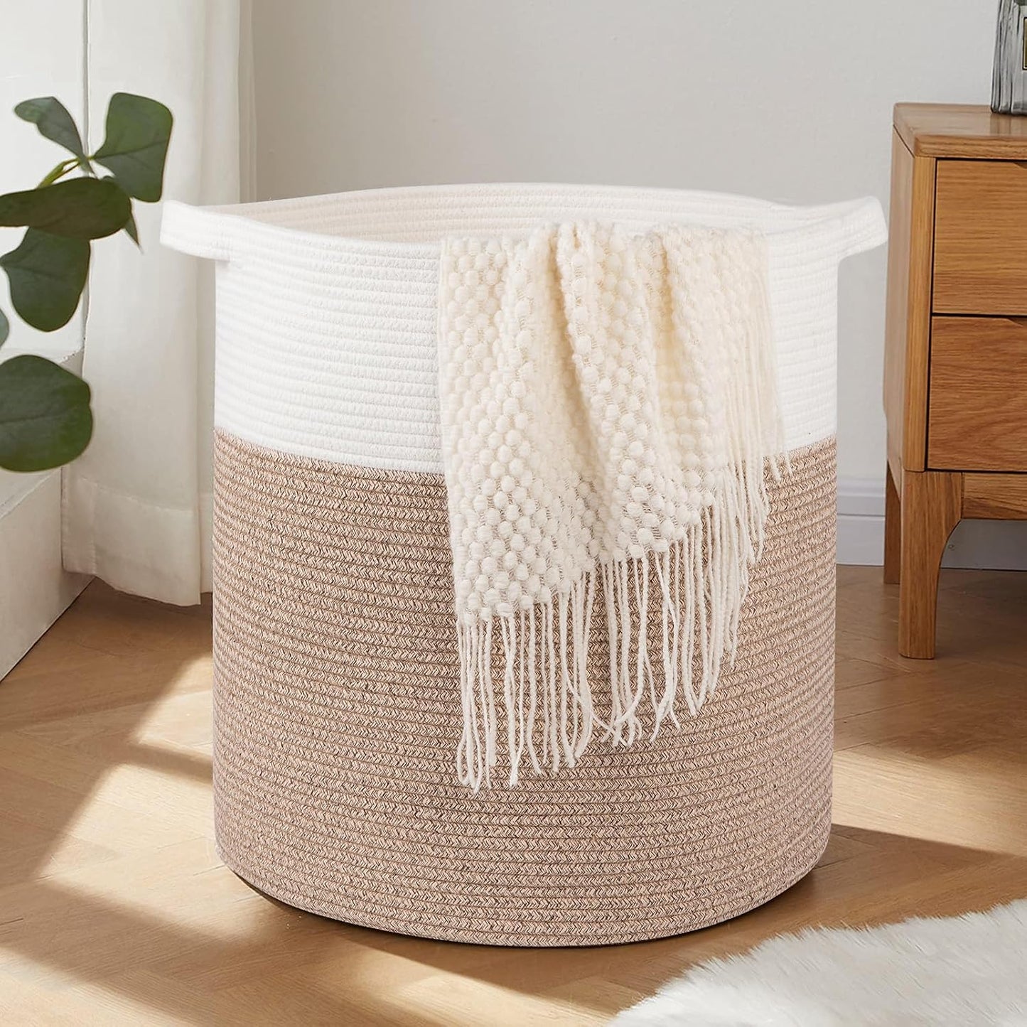 Cesta lavandería 80L asas juguetes 20x18pulg marrón