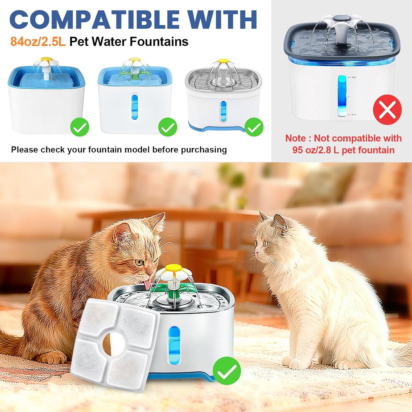 Repuesto filtro agua gato 12 pzas comp 84oz cuadrado 3 sistemas