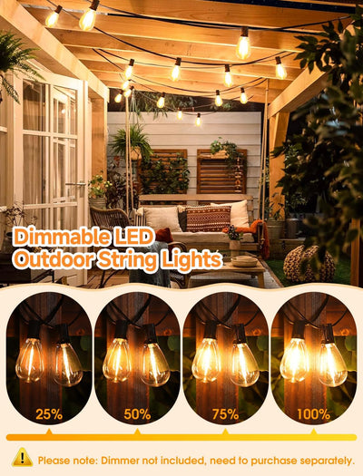 Tira LED 50ft 202 Bombillas Edison S11 Negro
