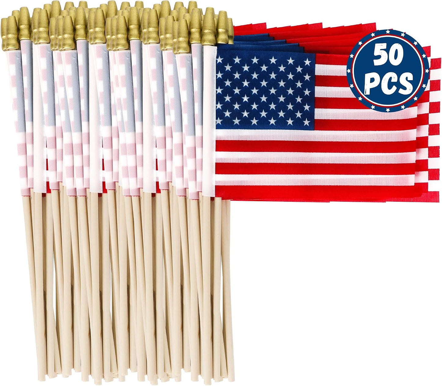 50 Mini Banderas Americanas en Palo Impermeables 4 de Julio