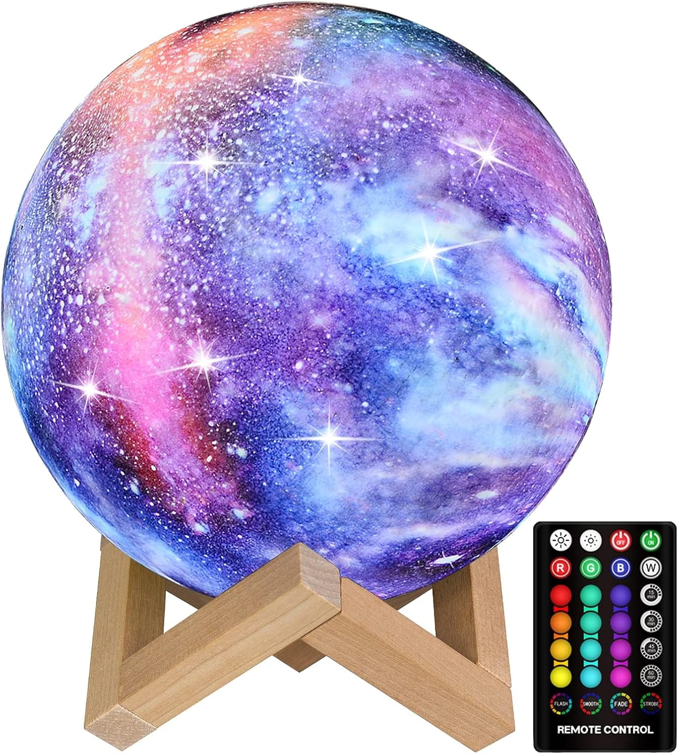 Lámpara Nocturna Niños 16 Colores Soporte Madera USB