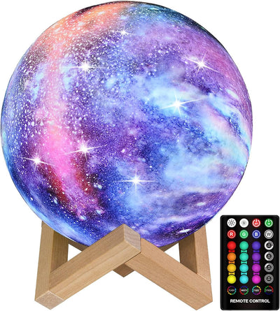 Lámpara Nocturna Niños 16 Colores Soporte Madera USB