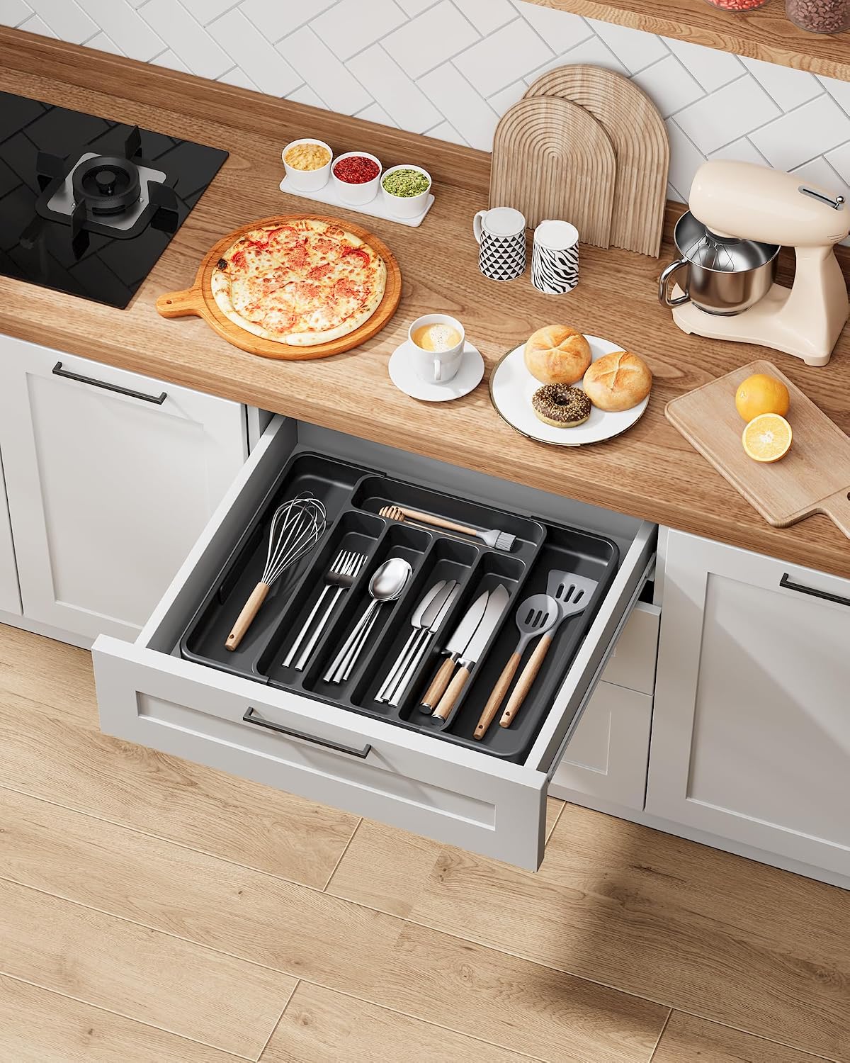 Organiz. cubiertos cocina ajustable 12.13