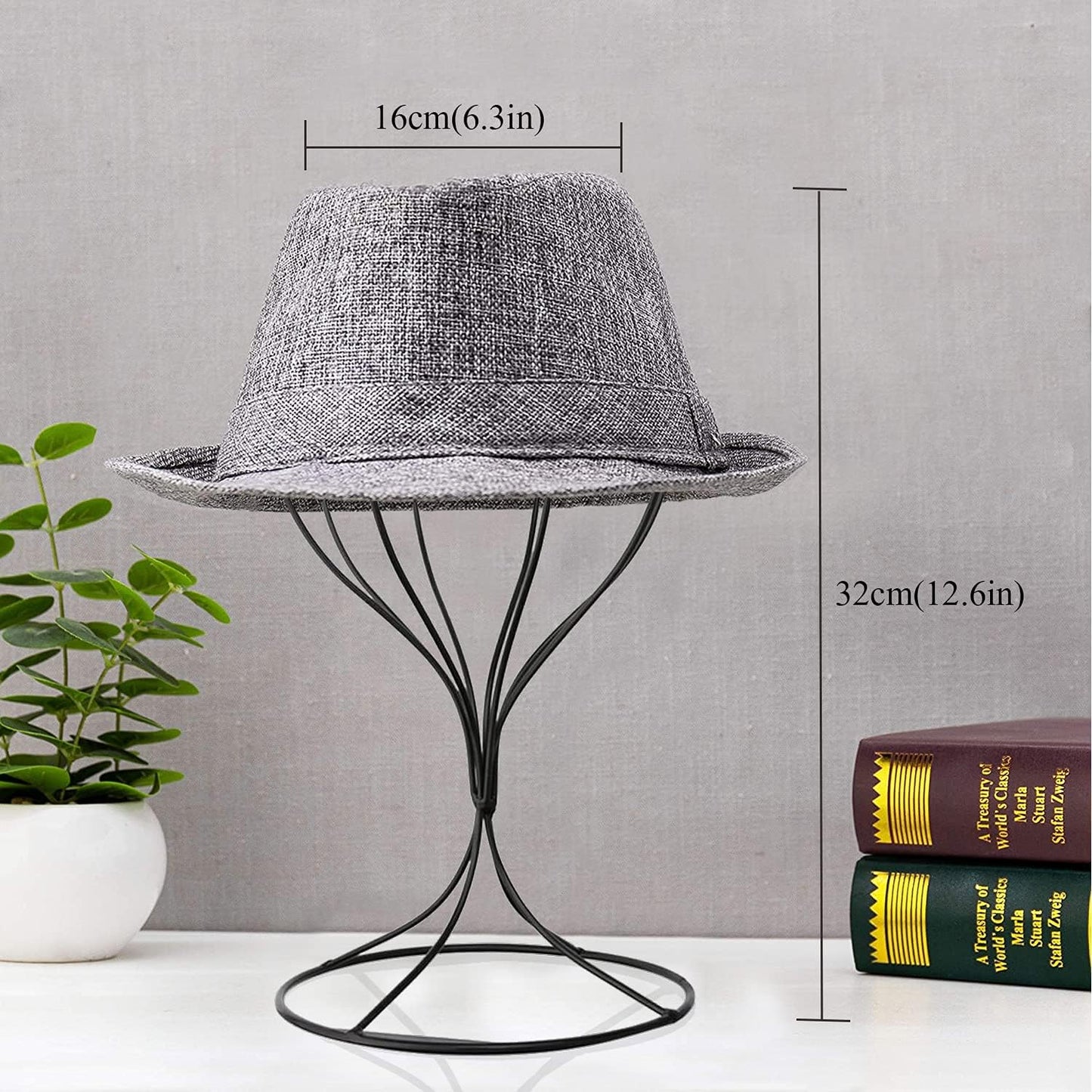 Soporte metal para peluca y sombrero 12.6" duradero