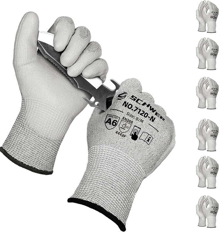 6 Pzas Guantes ANSI A6 CR7120 Resistentes Cortes
