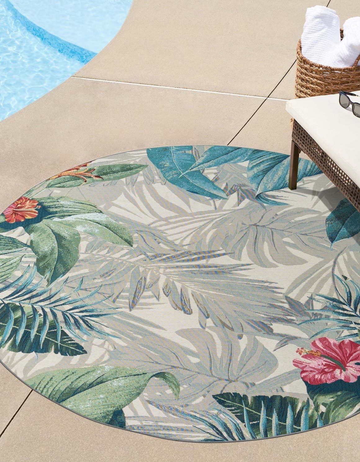 Alfombra Kula redonda multicolor y gris 7ft10pulg