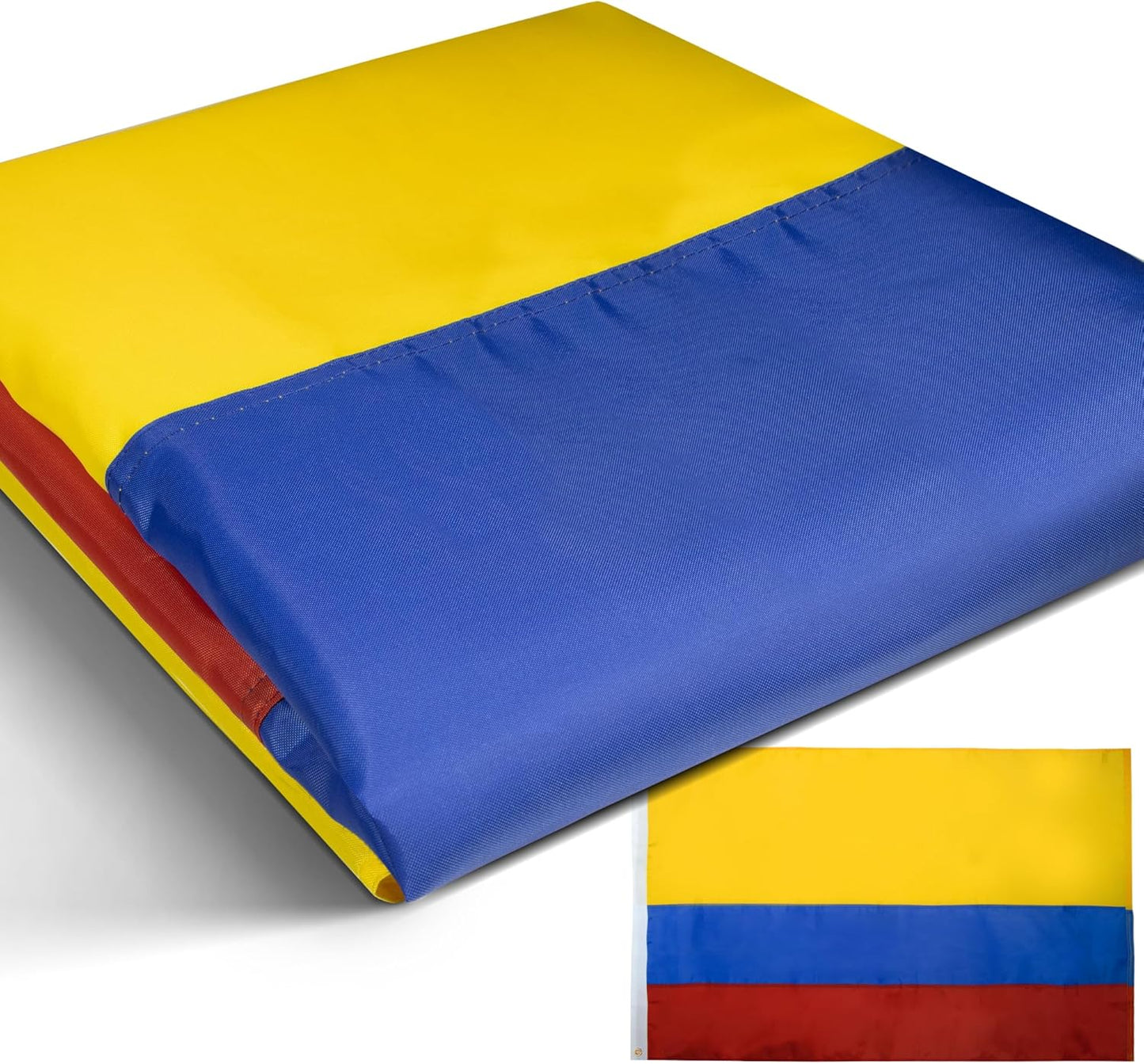 Bandera Colombia 3x5pies resistente rayas cosidas ojales