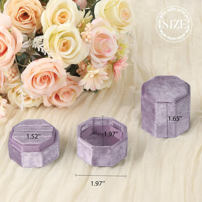 Caja terciopelo anillos 3 ranuras joyería octágona