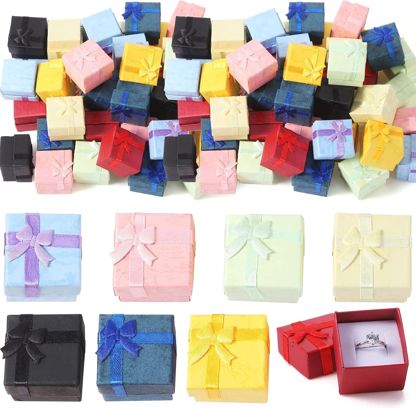 48 Cajas Regalo Joyas Colores para Anillos Aretes Collares