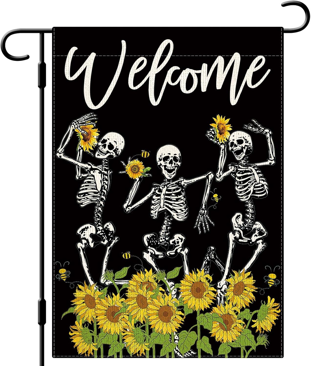Bandera jardín esqueleto girasol 12x18pulg doble cara