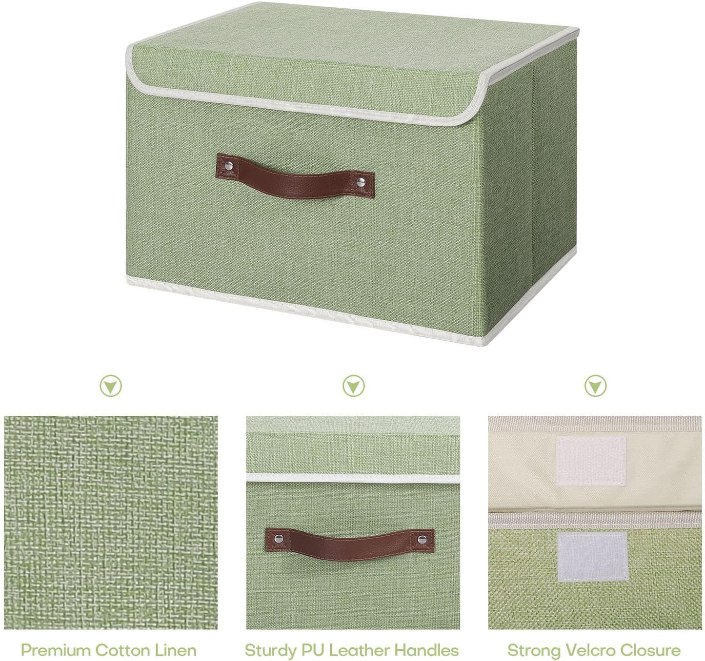 2 Pzas Cajas Almacenamiento con Tapa Asas PU Plegables