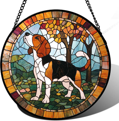 Vidrieras para ventana con árboles Beagle 9.8pulg decoración hogar