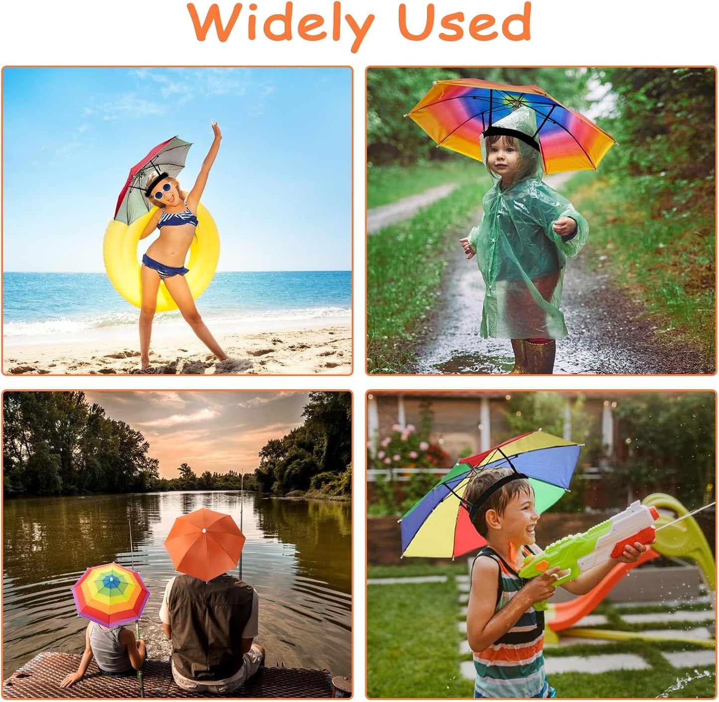 6 Sombreros Paraguas Arcoíris 20pulg Plegable Impermeable