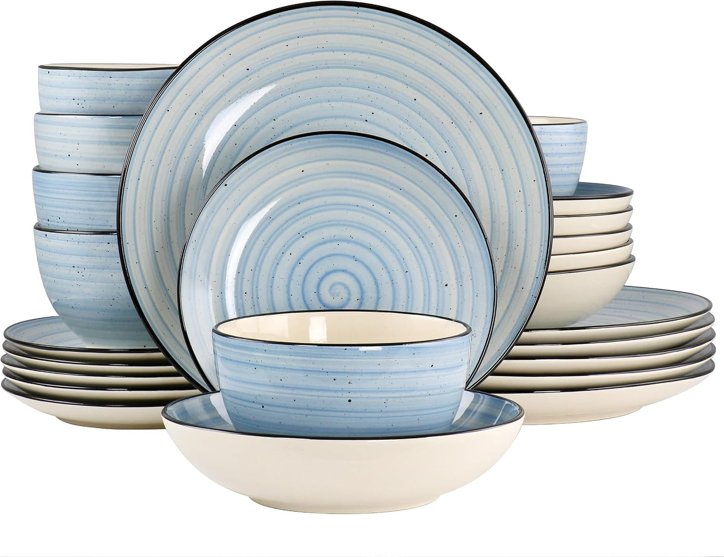 Set 24 Pzas Vajilla Cerámica Azul Claro