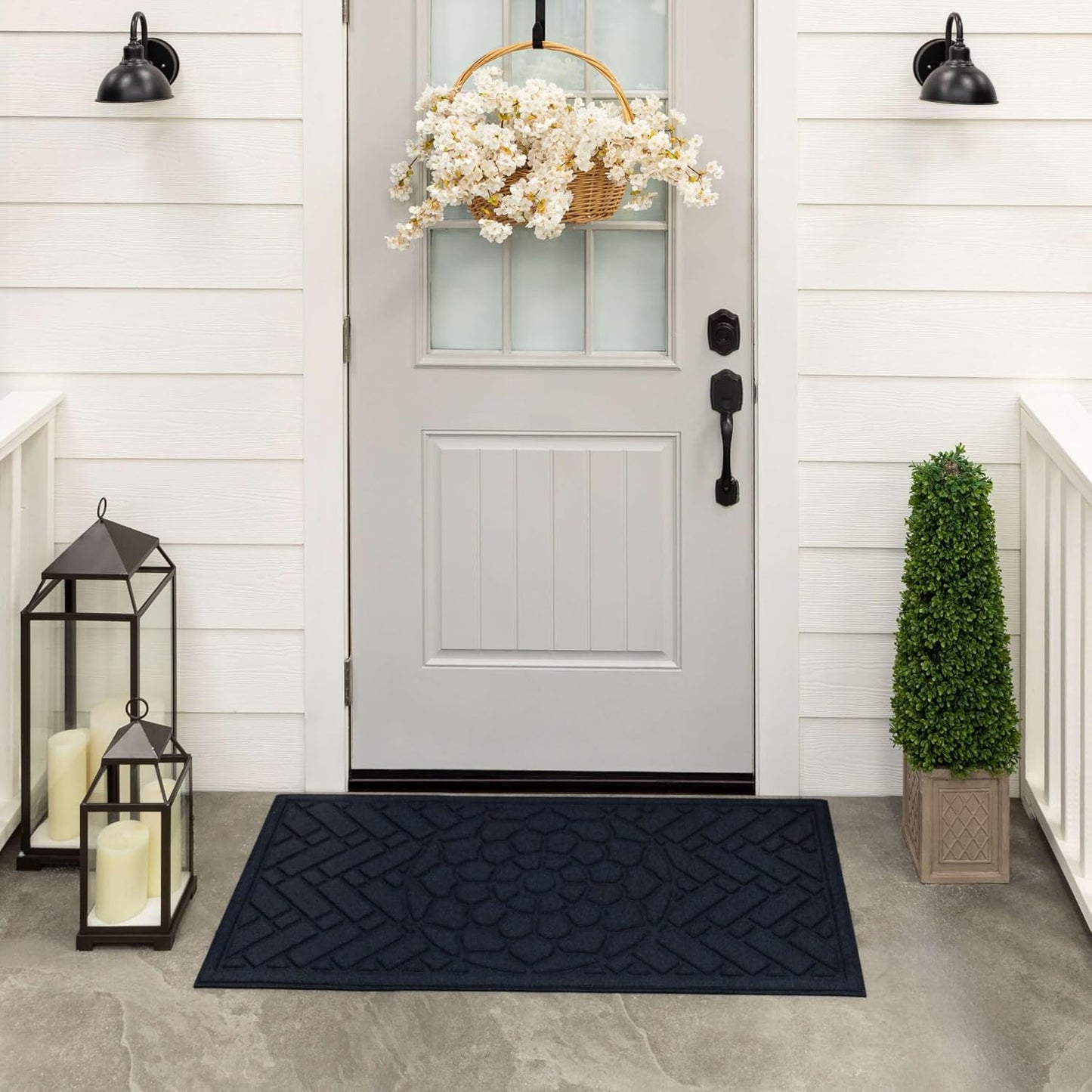Tapete puerta 2x4ft antiderrap goma reciclada azul