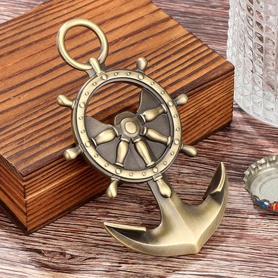 Abrebotellas de ancla regalos náuticos para hombres papá herramienta de bronce con bolsa
