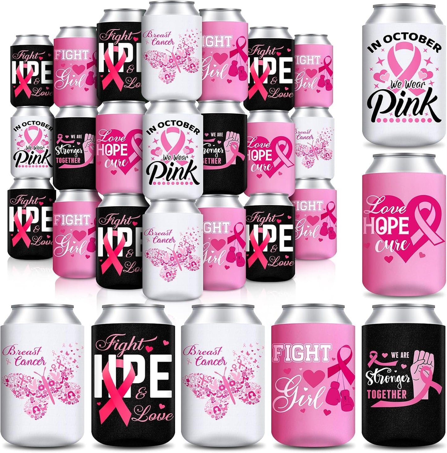 24 Fundas Enfriadores Cinta Rosa 6 Diseños