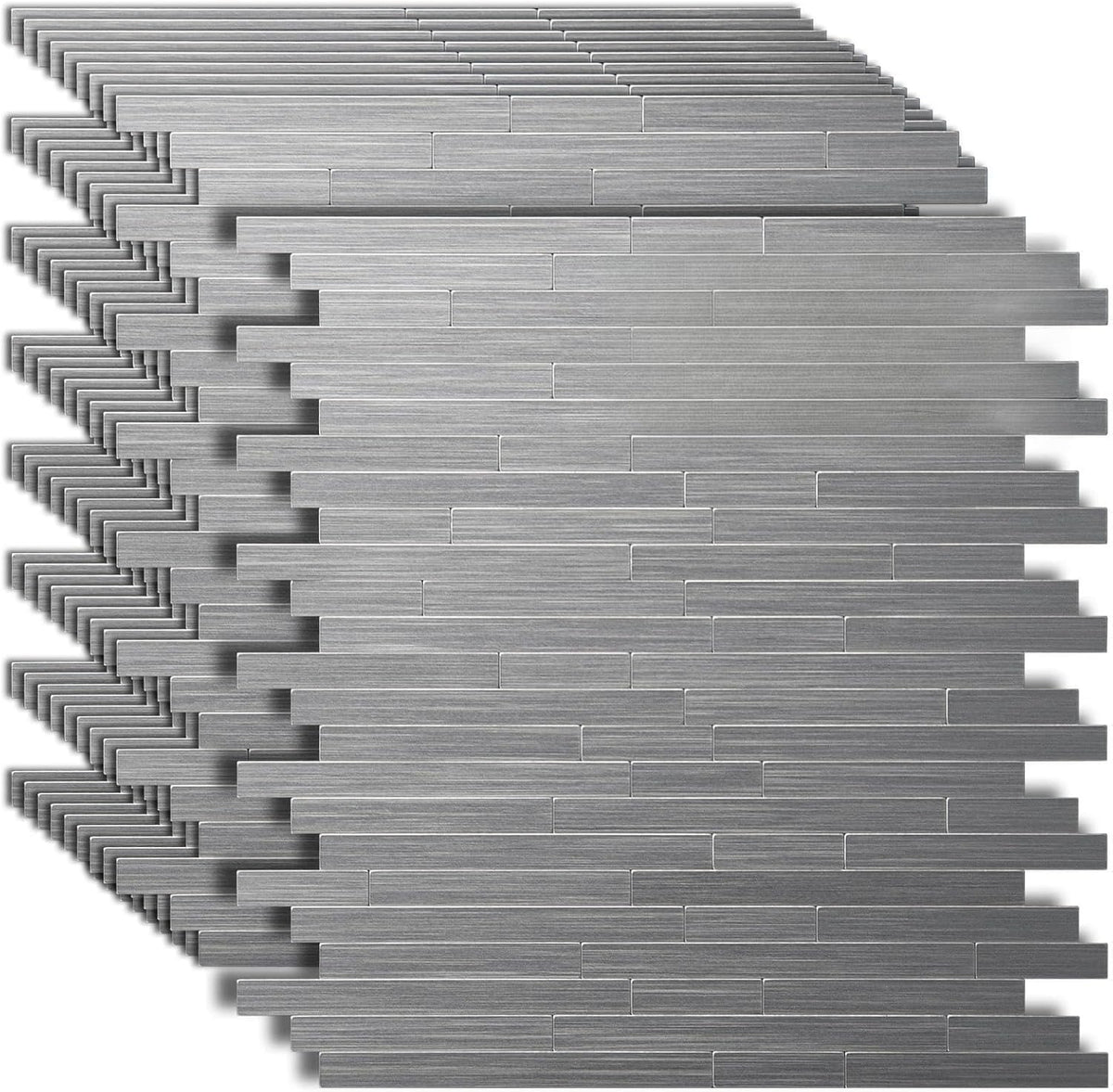 10 Azulejos Metal Autoadhesivos Cocina 12x12pulg Color Plateado