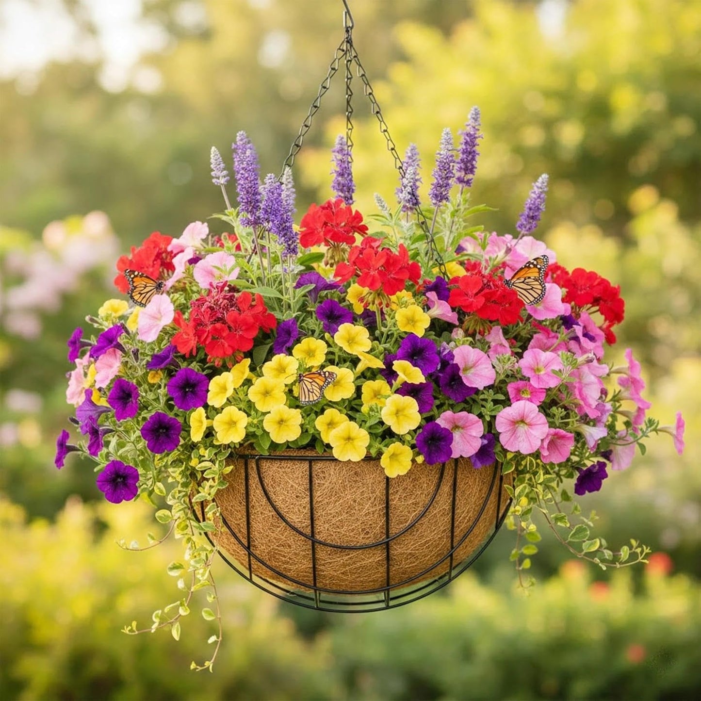 4 Cestas colgantes metal 14" para plantas