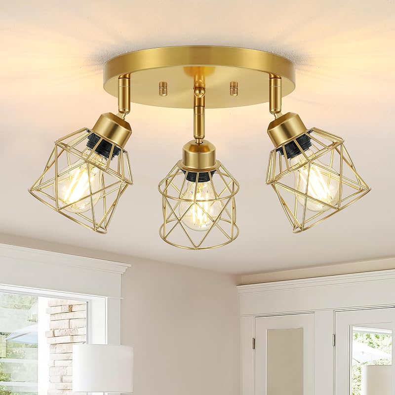3 Lámparas cocina oro cepillado modernas multidireccionales
