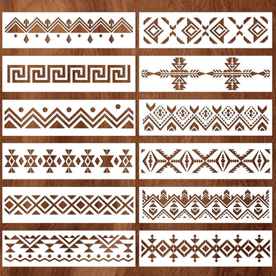 12 Plantillas Bohemias Reutilizables para Pintar Madera y Pared