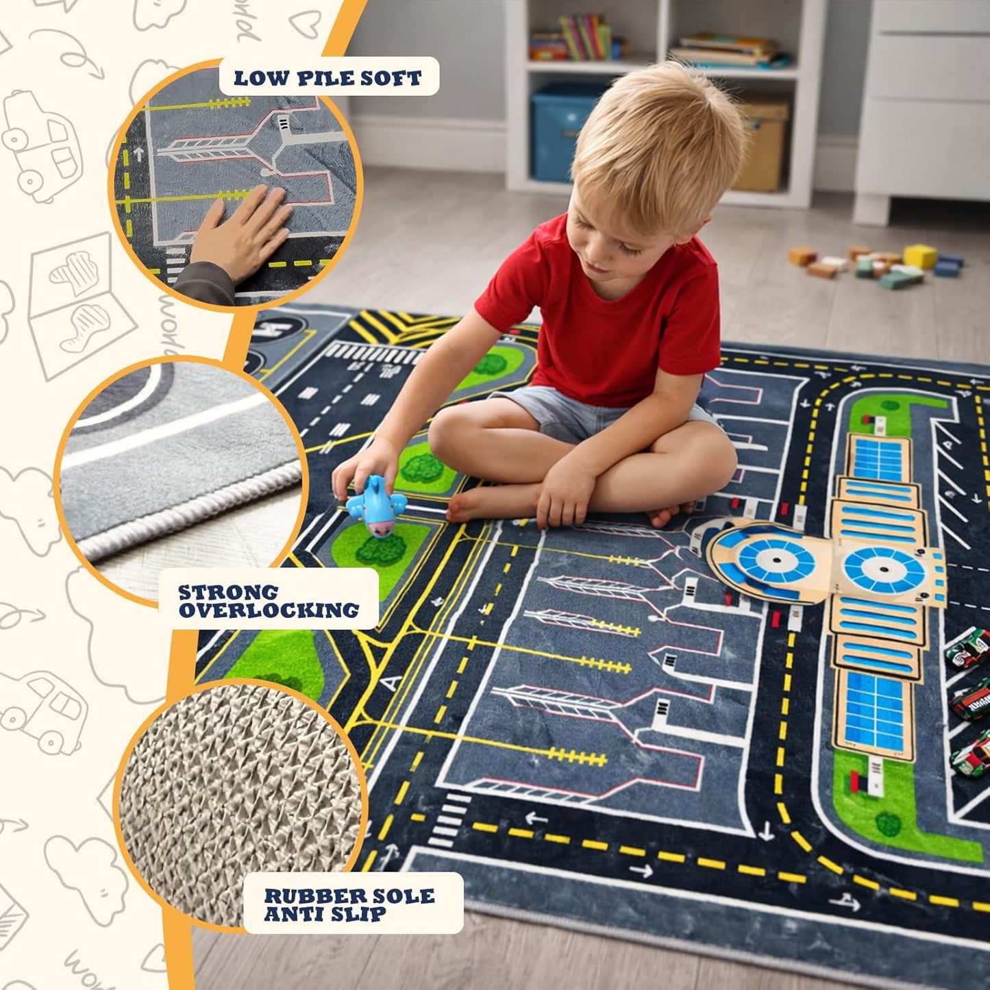 Alfombra set niños 47x71" antiderrap lavable