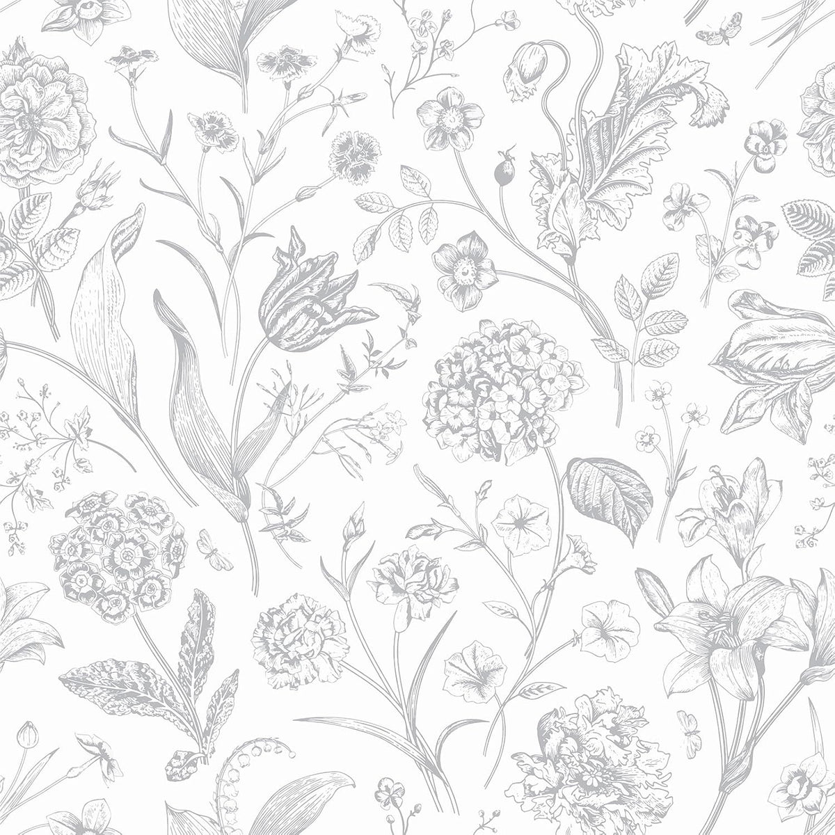 Papel tapiz floral gris claro autoadhesivo para baño y dormitorio