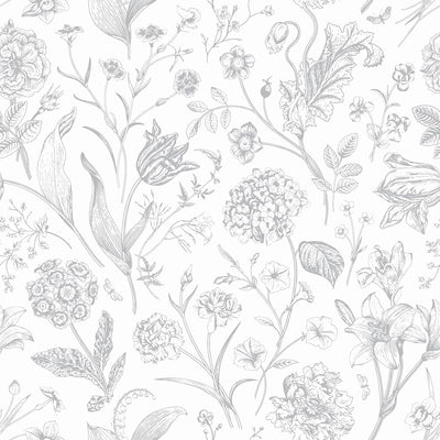 Papel tapiz floral gris claro autoadhesivo para baño y dormitorio