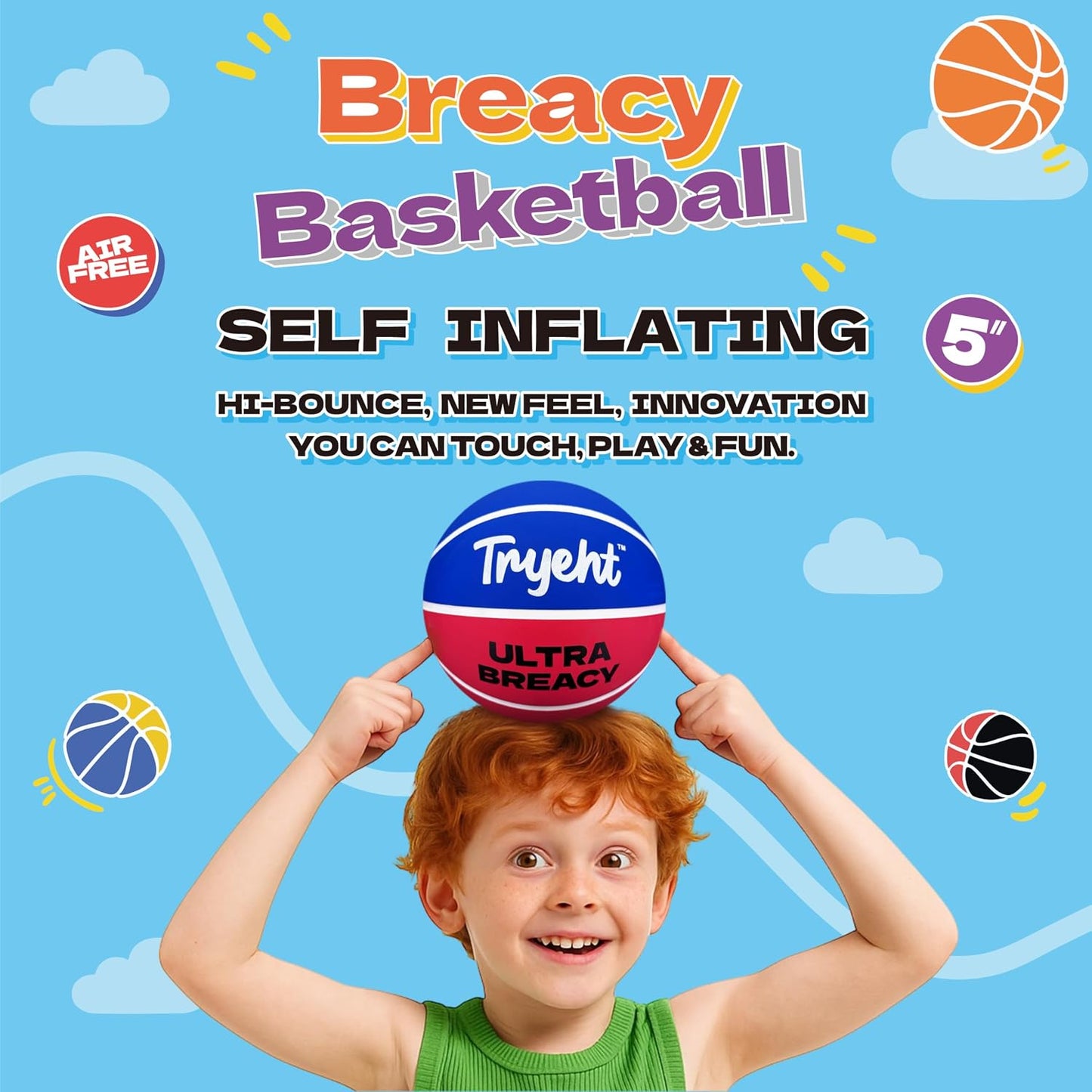 Bola baloncesto 5" autoinflable sin bomba