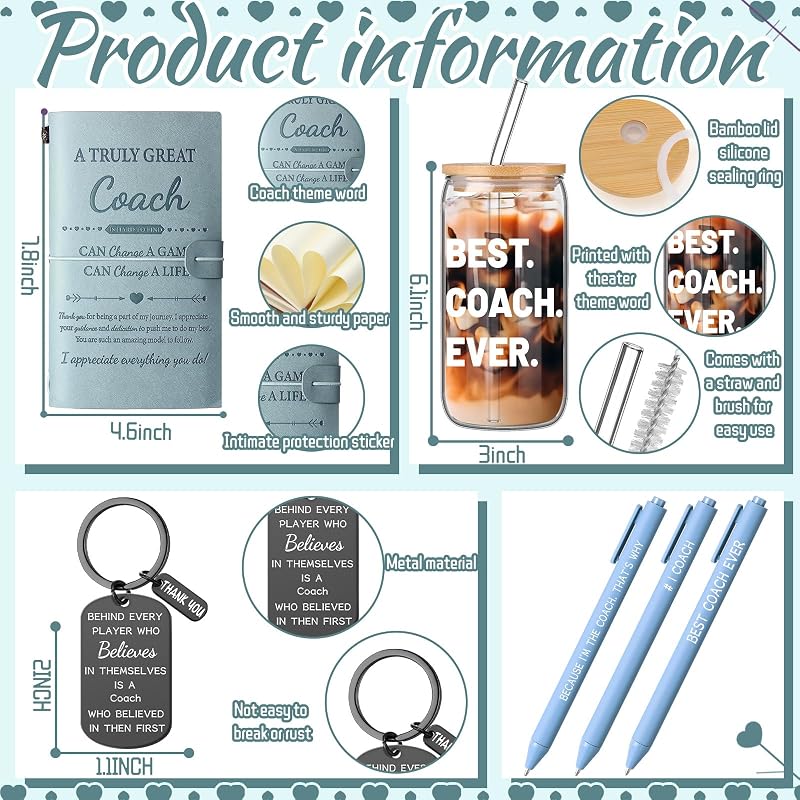 Set 6 regalos Navidad entrenadores con taza vidrio y cuaderno cuero