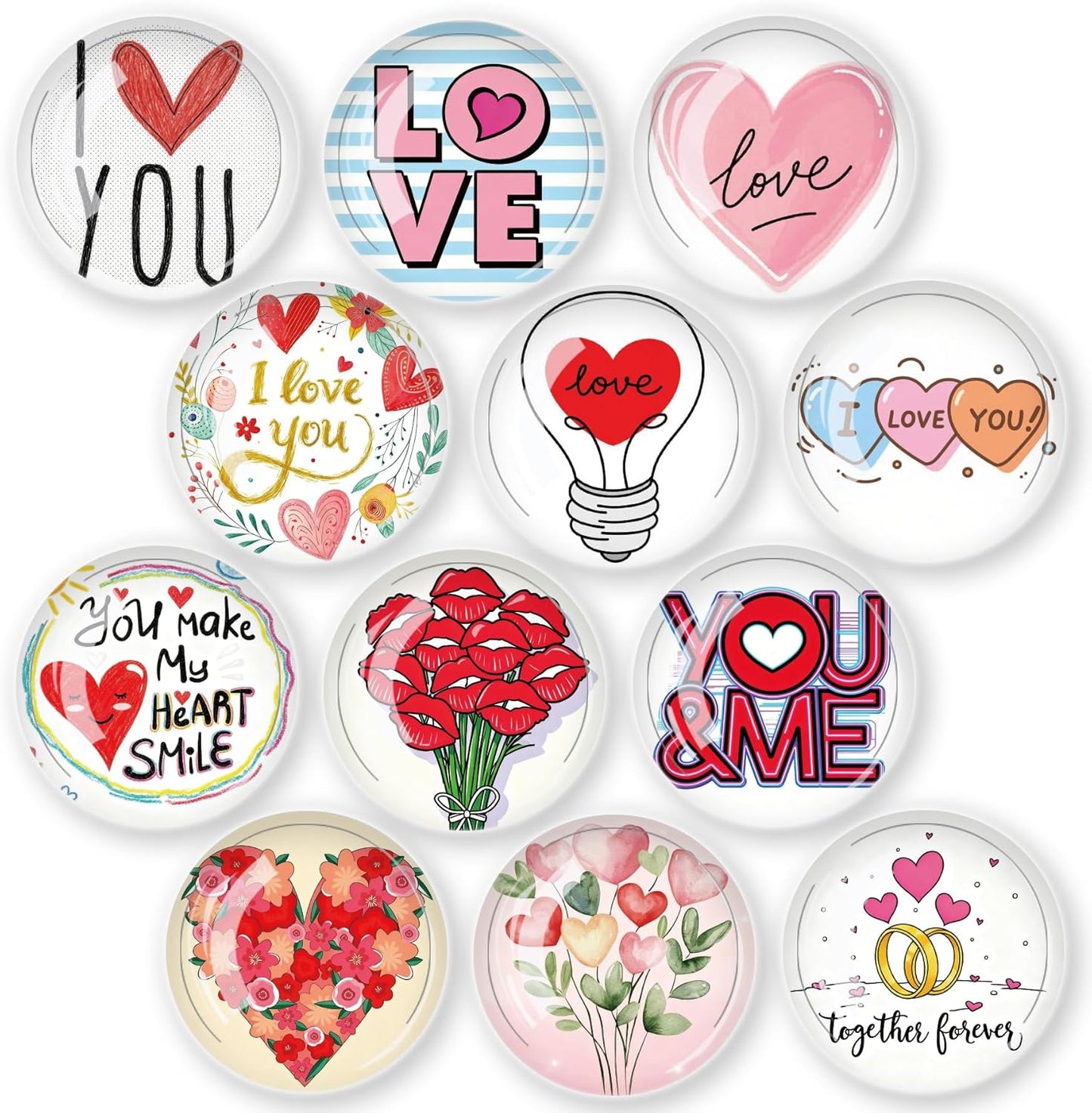 12 imanes vidrio para nevera decoración San Valentín cocina oficina