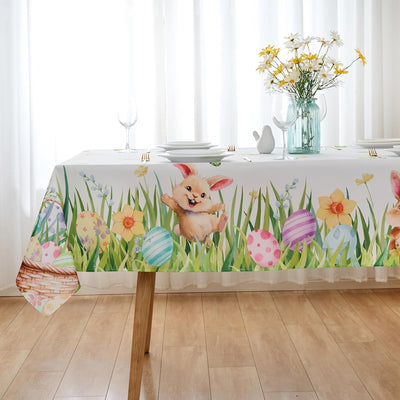 Mantel Pascua diseño floral conejo 60x84pulg poliéster