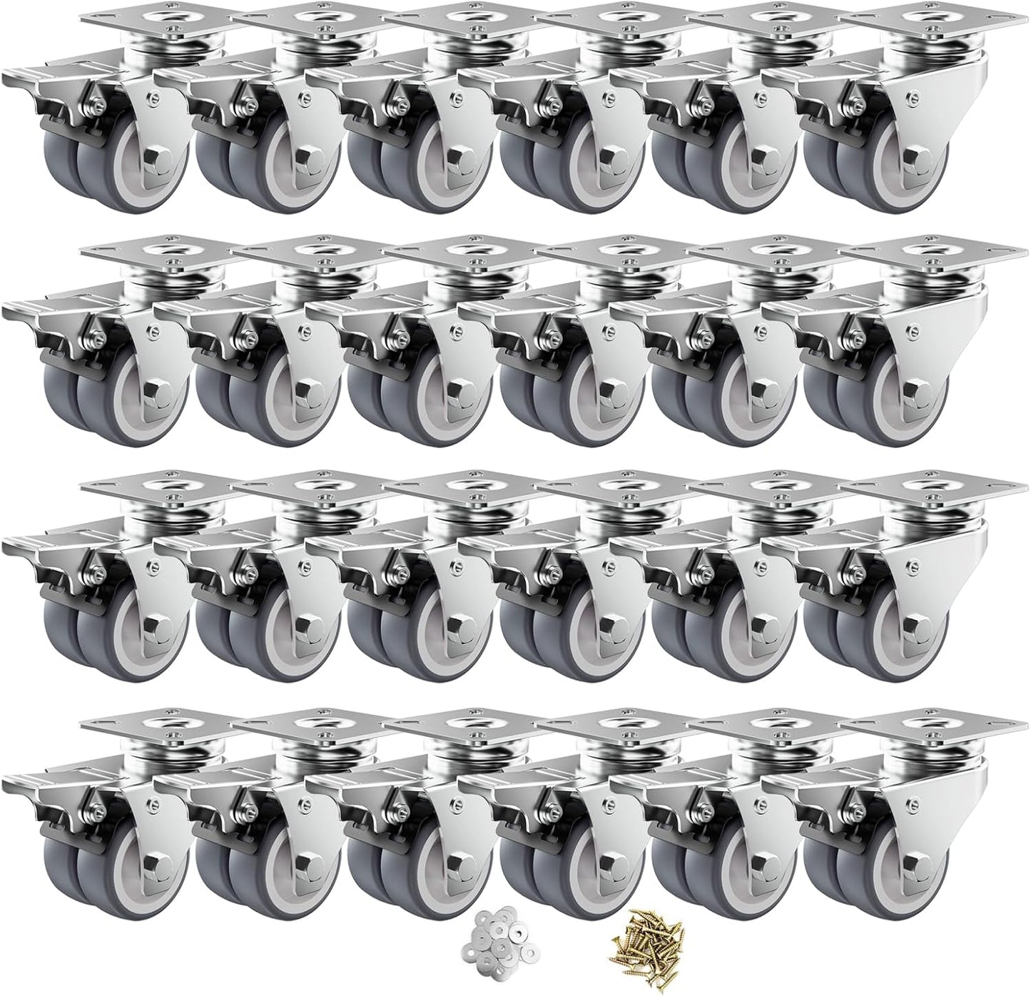 Ruedas giratorias 2pulg set 24 caucho gris con freno