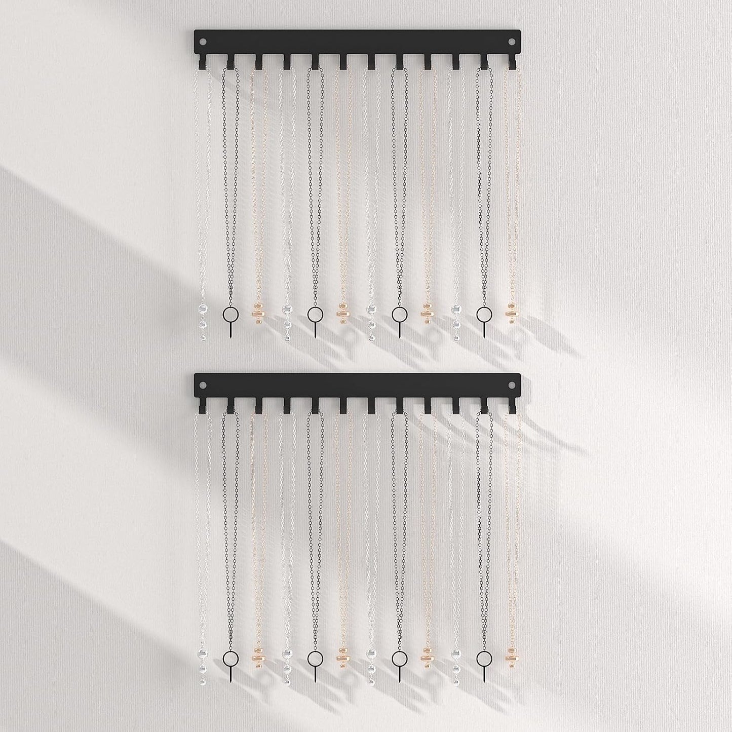 Organiz. collares pared 12 ganchos metal negro