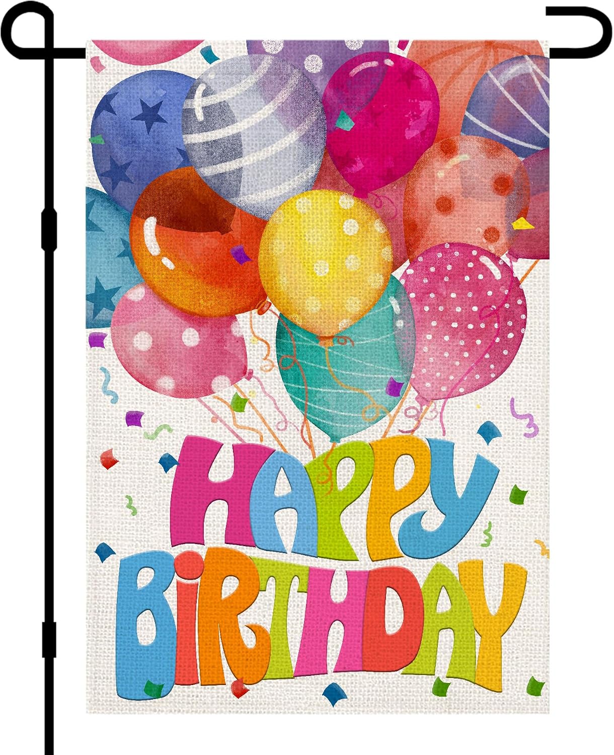 Banderas cumpleaños jardín 12x18pulg arpillera doble cara globo