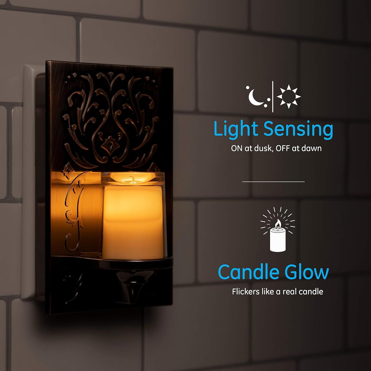 Luz nocturna LED CandleLite enchufable con detección de luz