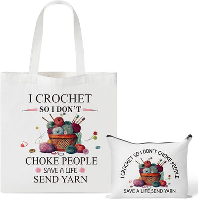 Bolsa tote crochet 2 Pzas reutiliz. para cosméticos