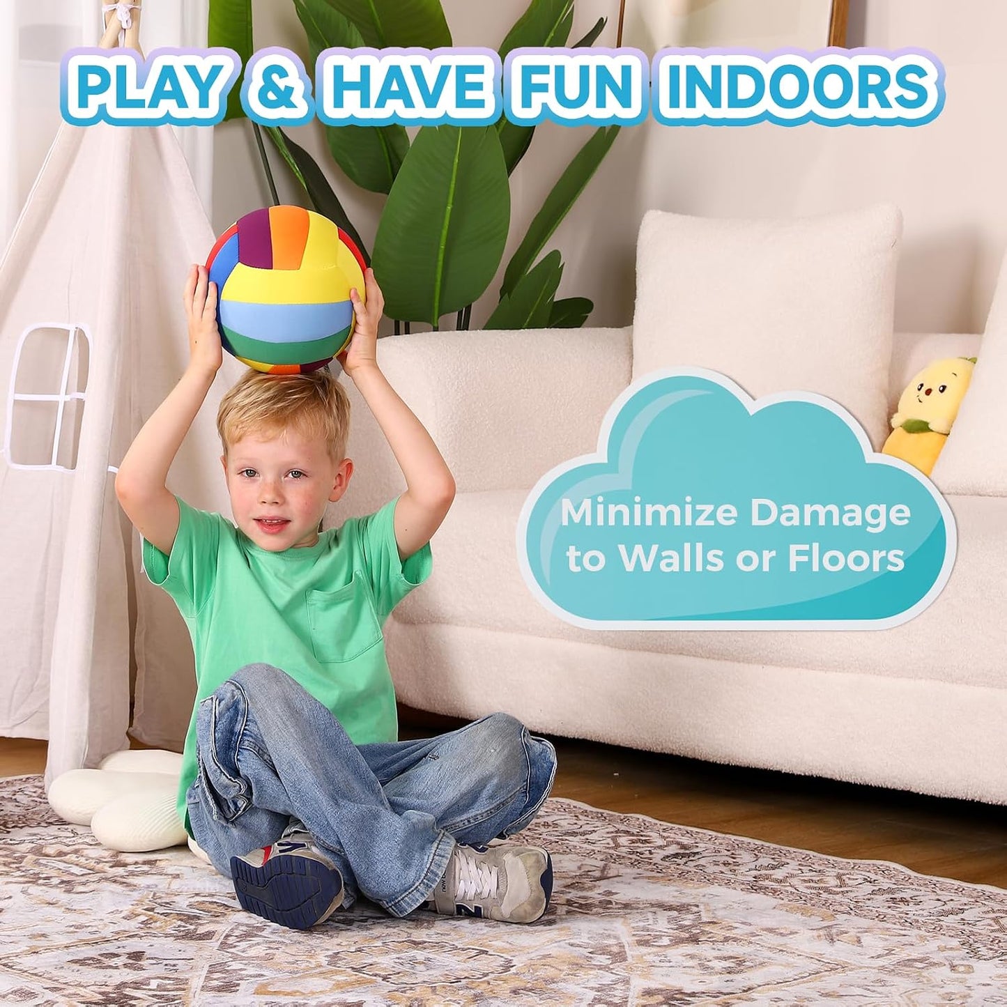 Balón voleibol suave talla 4 para niños interiores