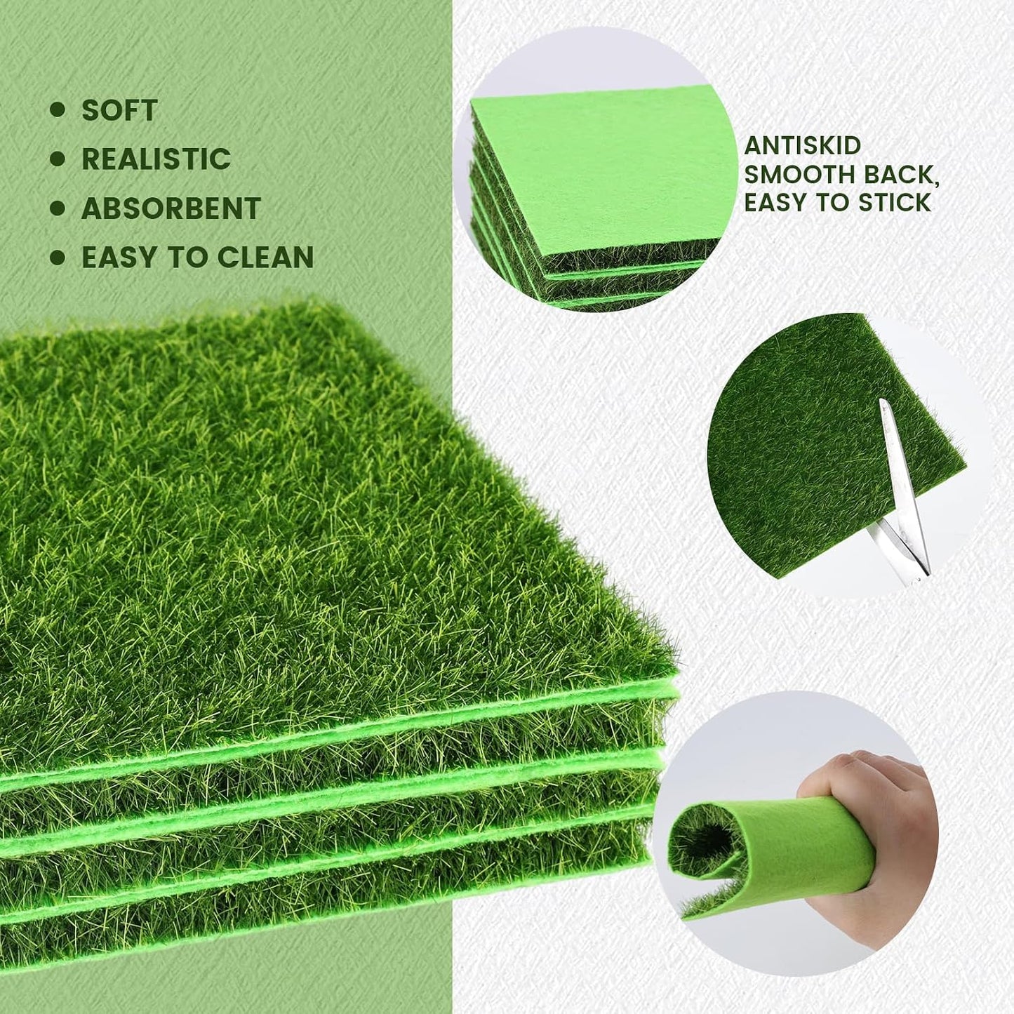 4 Pack Musgo Artificial 6x6pulg para Jardín Miniatura y Diorama