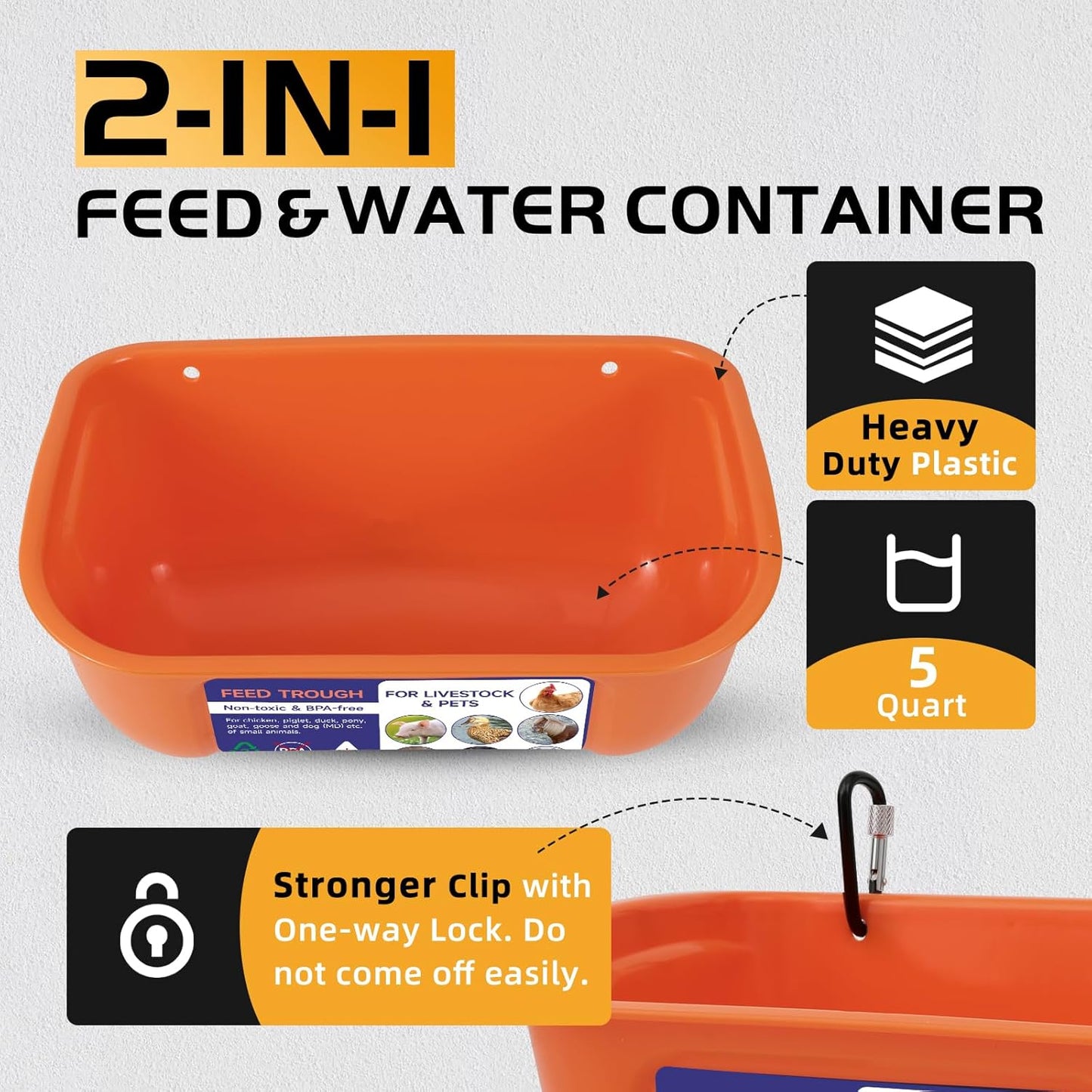 Comedero bebedero pollos plástico 5qt pack 2
