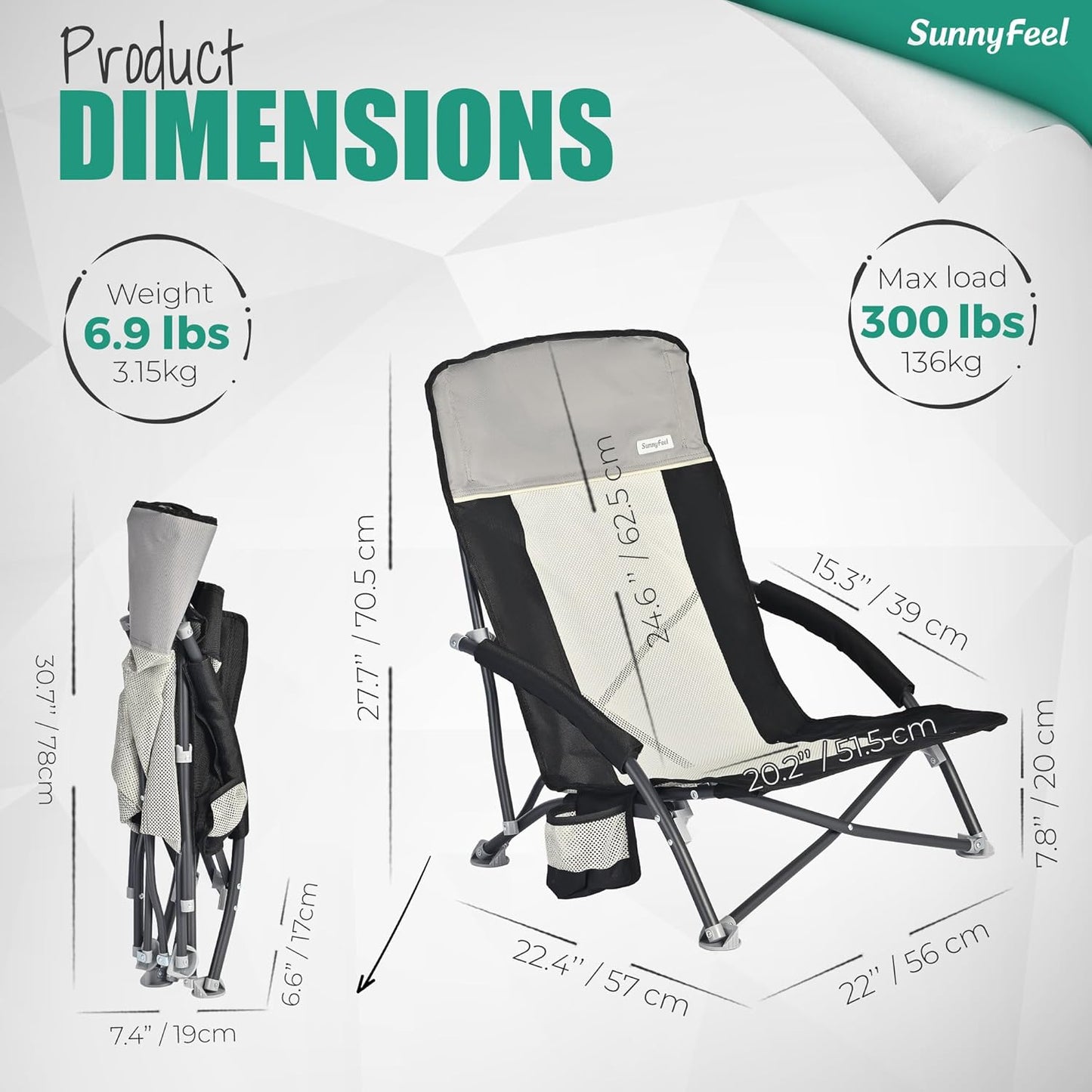Silla playa plegable baja 2 pzas con respaldo malla