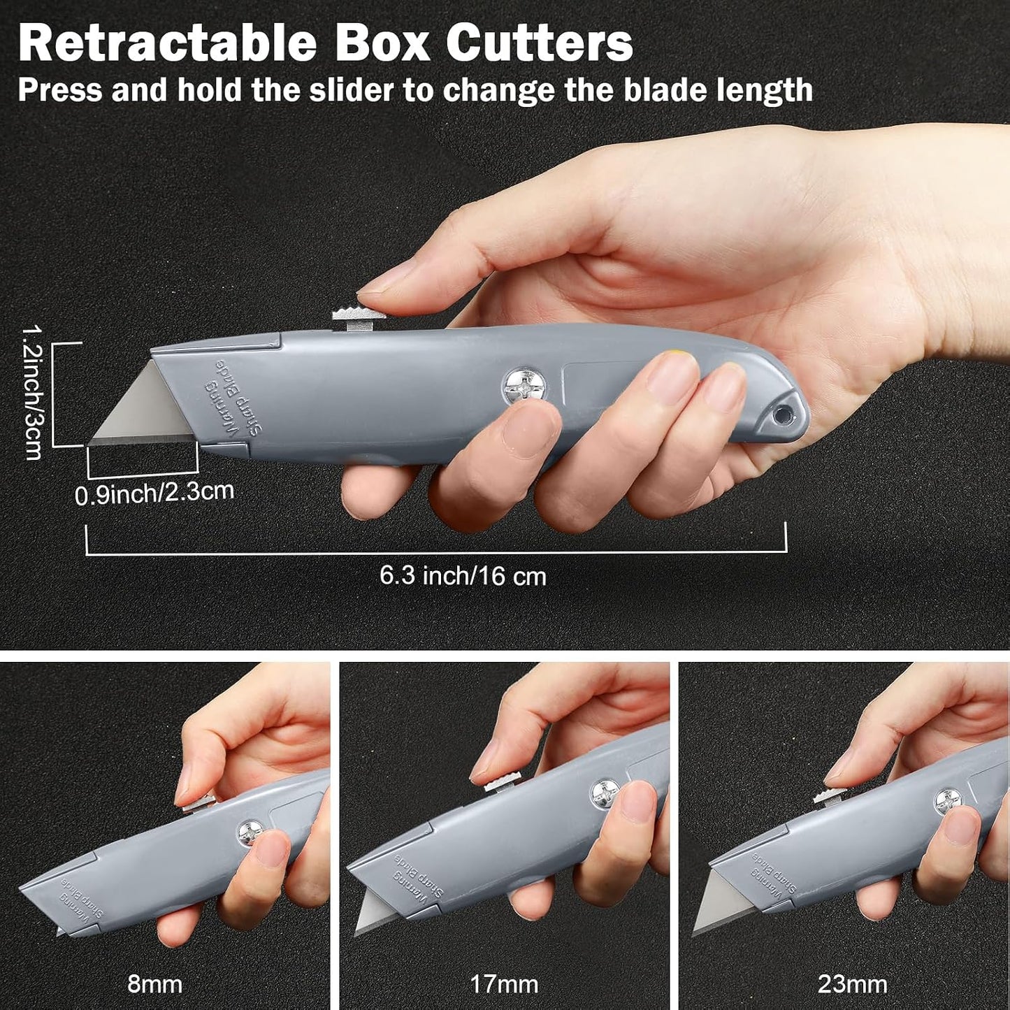 20 Pzas Cuchillo Retráctil Aluminio para Abre Caja Plata