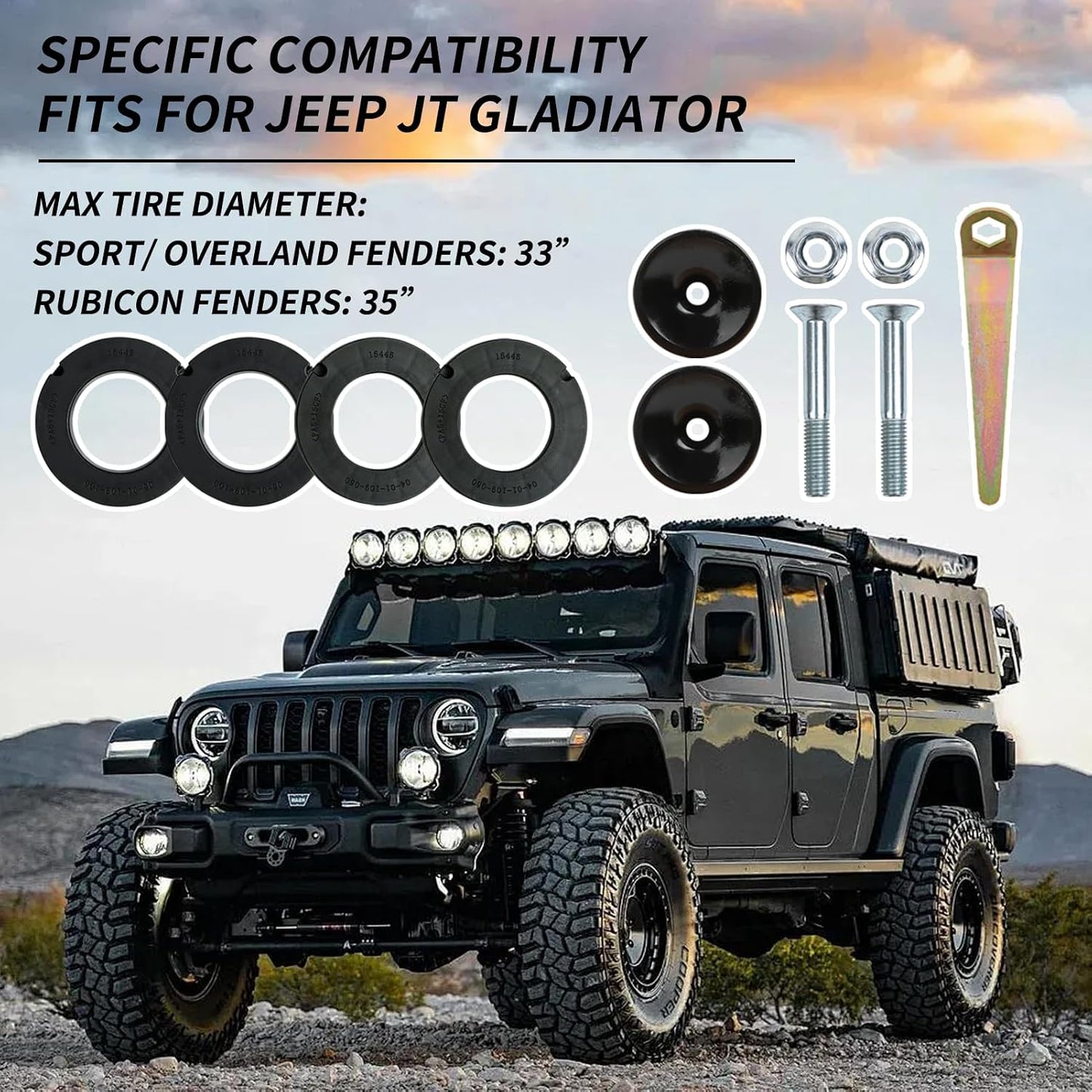 Kit nivelación espaciador 1.5" comp Jeep JT Gladiator
