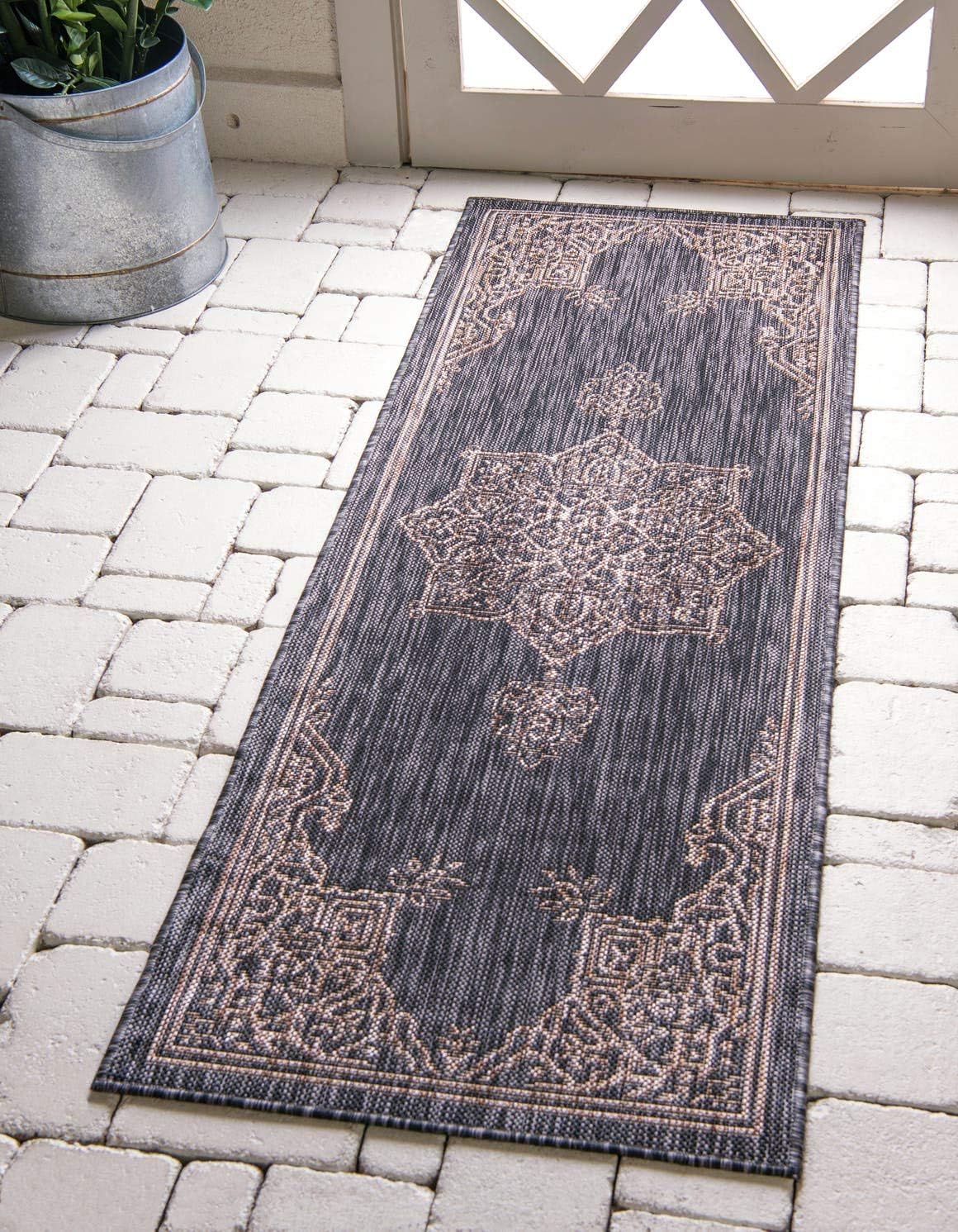 Alfombra área corredor 2x6ft gris carbón/natural